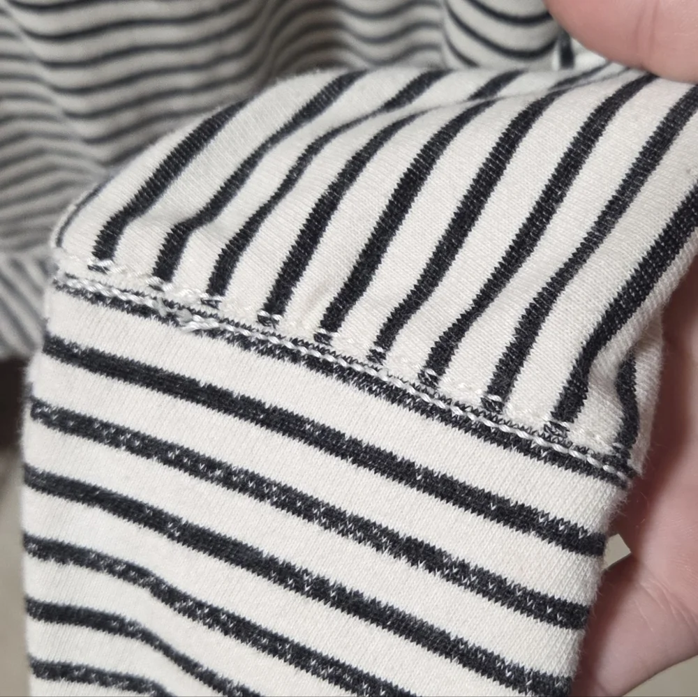 Anthropologie Pilcro Spliced Henley Top Black White Striped Size Small - Picture 5 of 8